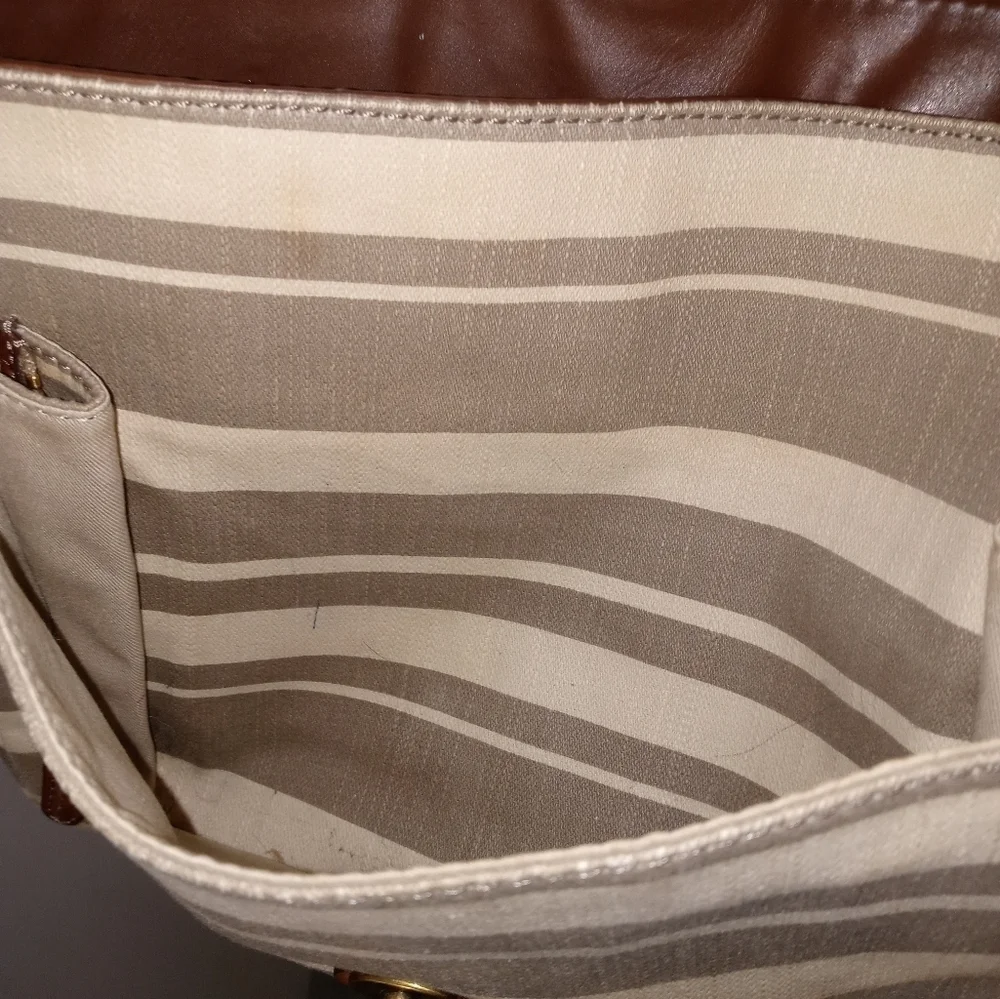 Vintage Fossil Striped Crossbody Briefcase/Satchel/Travel Bag w Pockets